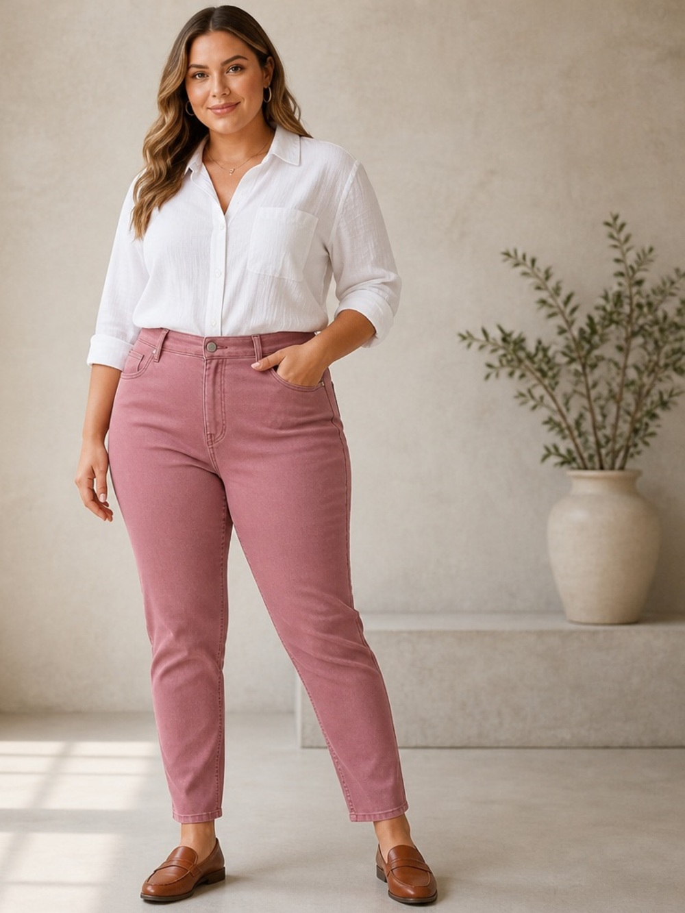 a.n.a Mid Rise Ankle Skinny Jeans Blush Pink 16 Petite  Stretch NEW